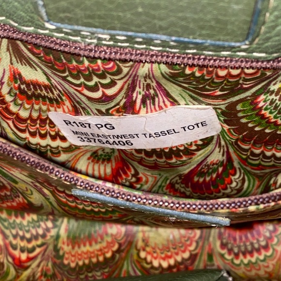 East/ West Tassel Green Dooney & Bourke Leather Tote - Picture 4 of 10